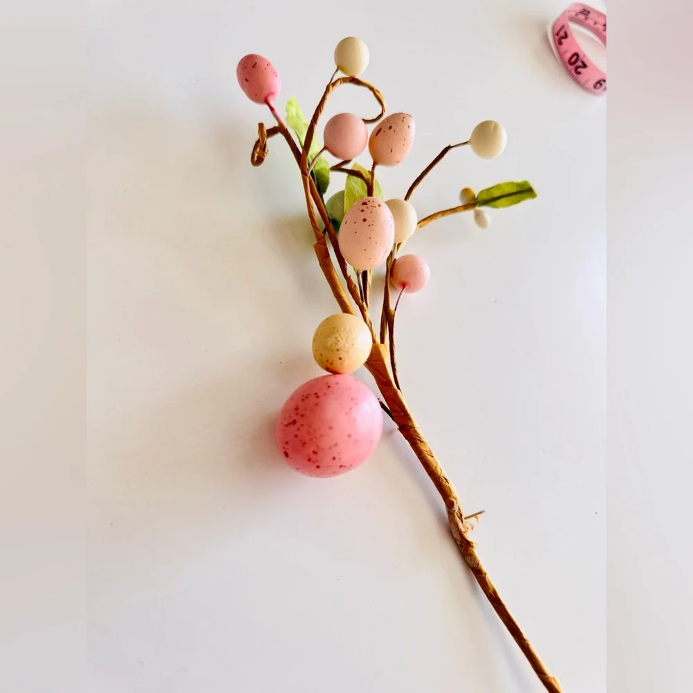 Pastel Easter Egg Floral Pick Green Leaves Stem Spring Eggs Arrangement